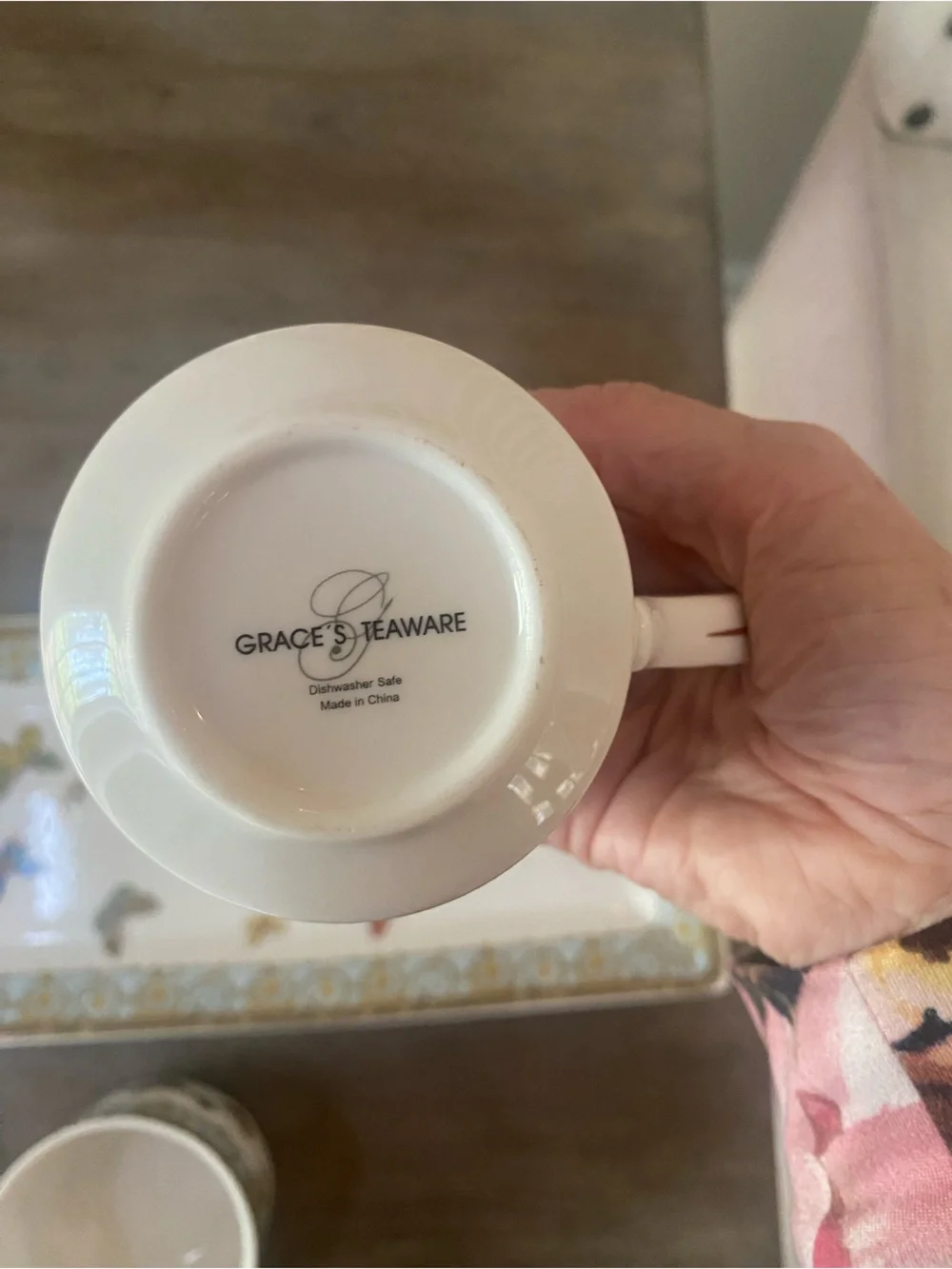 Grace's Teaware Butterflies with Blue Creamer Sugar Bowl Tray Set EUC!